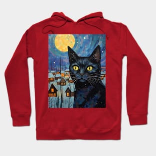 Black Cat Christmas Starry Night Hoodie